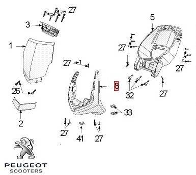 Carena fata originala - rosie - Peugeot Vivacity 3 L / Vivacity 3 L Sportline 2T / Vivacity 3L 4T 50cc - Peugeot