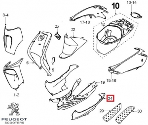 Αριστερή πλαϊνή καρένα, αρχική - γκρι - Peugeot Vivacity / Vivacity 2 2T 50-100cc - Peugeot