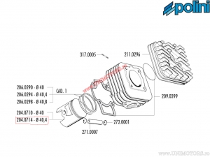 Εμβόλιο 2Τ (διάμετρος 40,4mm) - 204.0714 - Aprilia Mojito 50 2T (Piaggio) / Piaggio Fly 50 2T / Vespa ET2 LX 50