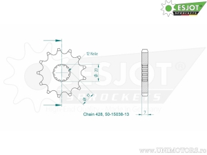 Εμπρόσθιος πίνακας Esjot - 13 δόντια (βήμα 428) - Sherco SM 50 R Supermotard / SM 50 RS Supermotard /