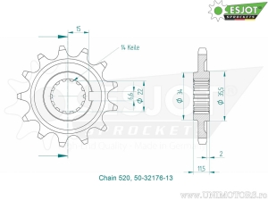 Εμπρόσθιος πίνακας Esjot - 13 δόντια (βήμα 520) - Sherco SC 250 R / SC 300 R / SCF 450 / R / 500 R /