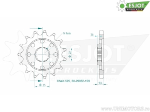 Εμπρόσθιος πίνακας Esjot -15 δόντια (βήμα 525) - MV Agusta Brutale 1078 RR / 1090 / R ABS / RR /Corsa