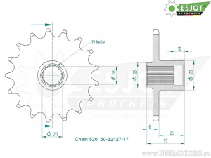 Εμπρόσθιος πίνακας Esjot - 17 δόντια (βήμα 520) - Aeon Cobra 125 RS 2WD ('03-'06) / 180 RS 2WD ('02-'