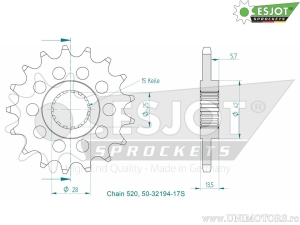 Εμπρόσθιος πίνακας Esjot - 17 δόντια (βήμα 520) - Aprilia RS 660 ABS / Limited Edition ABS / Tuareg-T