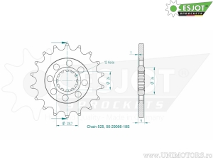 Εμπρόσθιος πίνακας Esjot -18 δόντια (βήμα 525) - Kawasaki Ninja 1000 H2 ABS / SX ABS / H2 SX SE / H2R