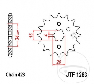Εμπρόσθιος πίνακας JTF1263.12 (βήμα 428) - Yamaha RS 100 / DX / SR 125 / TT 225 / TT-R 125 / E / LW / LWE /