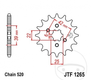 Εμπρόσθιος πίνακας JTF1265.17 (βήμα 520) - Bombardier DS 250 / CAN-AM DS 250 / Daelim ET 300 LC / E-Ton VXL