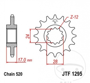 Εμπρόσθιος πίνακας JTF1295.13 (βήμα 520) - Honda CBR 600 F - JM