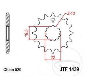 Εμπρόσθιος πίνακας JTF1439.12 (βήμα 520) - Suzuki LT-F 160 ('97-'04) - JM