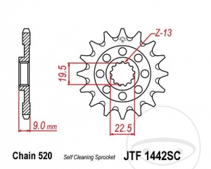 Εμπρόσθιος πίνακας JTF1442SC.14 (βήμα 520) - Suzuki RM-Z 250 ('13-'22) - JM