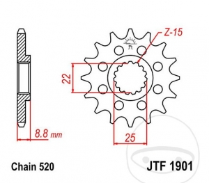 Εμπρόσθιος πίνακας JTF1901.16 (βήμα 520) - Beta RR 480 / RR 498 / RR 520 / RR 525 / Xtrainer 250 2T / 300 2