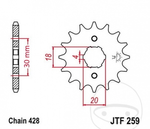 Εμπρόσθιος πίνακας JTF259.18 (βήμα 428) - AJP PR3 125 Enduro / 200 Enduro / MX / 240 Enduro / Buffalo / Que