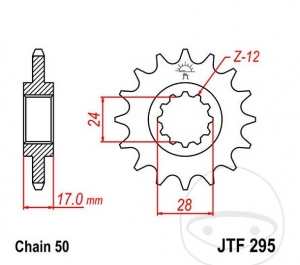 Εμπρόσθιος πίνακας JTF295.14 (βήμα 530) - Honda CBR 600 F ('87-'97) - JM