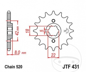 Εμπρόσθιος πίνακας JTF431.14 (βήμα 520) - Suzuki PE 250 / PE 400 / RM 250 / RM 400 / RM 465 - JM