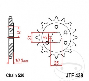Εμπρόσθιος πίνακας JTF438.14 (βήμα 520) - Suzuki DR 750 SU ('88-'89) / S ('88-'89) / DR 800 S ('90-'93) / S