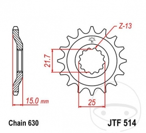 Εμπρόσθιος πίνακας JTF514.15 (βήμα 630) - Kawasaki GPZ 750 A Uni Trak ('85) / Z 750 GP Uni Trak ('83-'84) -