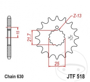 Εμπρόσθιος πίνακας JTF518.13 (βήμα 630) - Suzuki GSX 1100 EF / ES / EX / L / S / GSX 750 E / EG / L / S / K
