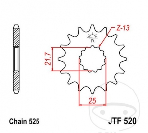 Εμπρόσθιος πίνακας JTF520.14 (βήμα 525) - Cagiva Navigator 1000 Χυτό τροχό / Τροχός ακτί