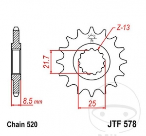 Εμπρόσθιος πίνακας JTF578.14 (βήμα 520) - Yamaha XTZ 750 H Super Tenere ('89-'98) - ('90-'93) - JM