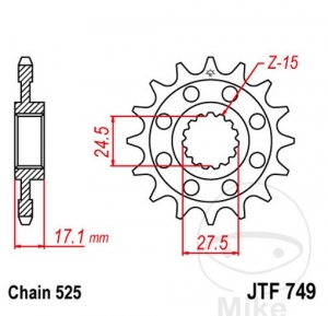 Εμπρόσθιος πίνακας JTF749.15 (βήμα 525) - Ducati Panigale 1100 V4 / S / SP / SP2 / 1199 / R / S / 1299 ABS 