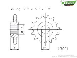 Εμπρόσθιο πίσωνας Esjot - 13 δόντια (βήμα 420) - Gilera GSM 50 ('02-'03) - JM