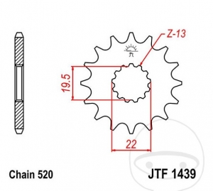 Εμπρόσθιο πινιόν JTF1439.13 (βήμα 520) - Suzuki LT-F 160 ('97-'04) - JM