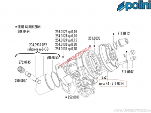 Κάρτερ (διάμετρος 52mm / διαδρομή 44mm) - 211.0314 - Aprilia SR 50 2T R, Factory (Piaggio) LC / Gilera DN