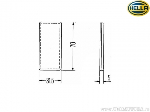 Καταδιοπτικό (μάτι γάτας) ορθογώνιο 70 x 31,5 x 5 χιλ. λευκό - Hella