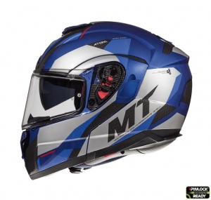 Κράνος μοτοσικλέτας MT Atom SV Transcend E7 μπλε/γκρι γυαλιστερό, έτοιμο για Pinloc