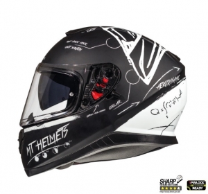 Κράνος μοτοσικλέτας MT Thunder III SV Board μαύρο/λευκό ματ (ενσωματωμένα γυαλι�