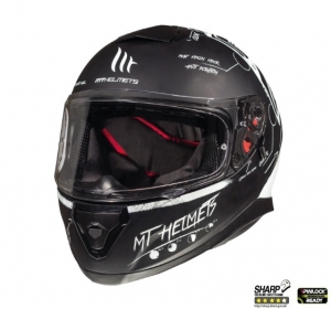 Κράνος μοτοσικλέτας MT Thunder III SV Board μαύρο/λευκό ματ (ενσωματωμένα γυαλι�