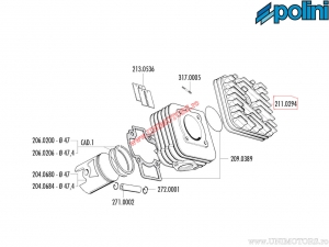 Κυλινδροκεφαλή (διάμετρος 47mm) - 211.0294 - Aprilia Mojito 50 2T Piaggio / Gilera Easy Moving 50 / Vespa