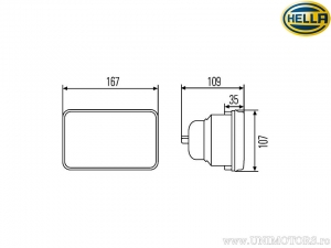 Μακρινό H4 ορθογώνιο 167x107mm - Hella