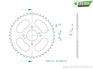 Μανιβέλα πίσω Esjot μαύρη - 42 δόντια (βήμα 415) - Hercules HR2 25 Hobby Rider 2-Gang / Jogging 25 2-
