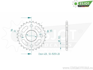 Μαύρος πίσω πίνακας Esjot - 28 δόντια (βήμα 428) - Buffalo/Quelle Rex 50 / Explorer Bullet 50 / Kreid