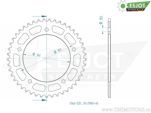 Μαύρος πίσω πίνακας Esjot - 45 δόντια (βήμα 525) - Indian FTR 1200 Rally ABS - S ABS - FTR 1200 A2 AB