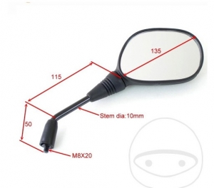 Μαύρο αριστερό καθρέπτη M8 mm - Honda CBR 125 R ('04-'05) / CBR 125 RS Repsol ('05-'07) / CBR 125 RW ('05-'