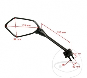 Μαύρο δεξί καθρέπτη - Kawasaki ER-6F 650 C ('09-'11) / Kawasaki ER-6F 650 D ABS ('09-'11) - JM