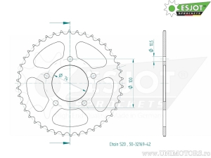 Μαύρο πίσω γρανάζι Esjot - 42 δόντια (βήμα 520) - Mash Cafe Racer 400 ie TT40 ABS - Euro4 / Dirt Track