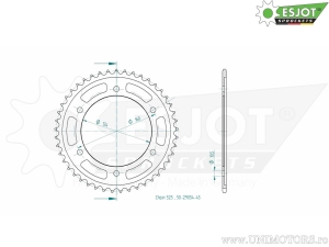 Μαύρο πίσω γρανάζι Esjot - 45 δόντια (βήμα 525) - Honda CBR 1000 RR S2 Fireblade SP-2 ABS / 1000 R-R F