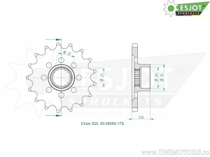 Μπροστινός πίνακας Esjot - 17 δόντια (βήμα 525) - MV Agusta Dragster 800 RR / RR SCS / F3 675 / RC /