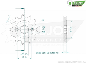 Μπροστινό γρανάζι Esjot - 13 δόντια (βήμα 520) - SYM CR 300 i Wolf Cafe Racer ABS ('18-'21) / Wolf 250