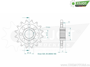 Μπροστινό πίνακα Esjot -16 δόντια (βήμα 525) - Ducati Multistrada 1200 V4 ABS ('22-'23) / S ABS ('21-'2