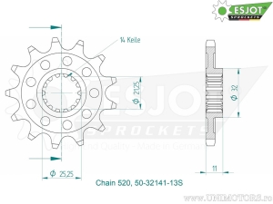 Μπροστινό πινιόν Esjot - 13 δόντια (βήμα 520) - SWM RS 300 R ('16-'20) / RS 500 R ('16-'21) - JM