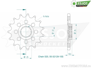 Μπροστινό πινιόν Esjot - 15 δόντια (βήμα 520) - MV Agusta Brutale 1078 RR / 1090 / R / RR / 910 R / S /