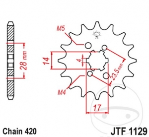 Μπροστινό πινιόν JTF1129.13 (βήμα 420) - Derbi Variant 50 Revolution / Gas Gas MC 65 / Gilera RCR 50 Enduro /