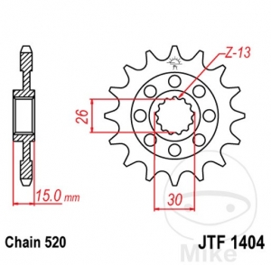 Μπροστινό πινιόν JTF1404.16 (βήμα 520) - BMW HP4 1000 ABS / Competition ABS / R ABS / R ABS DDC / R ABS DTC /