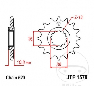 Μπροστινό πινιόν JTF.1579.16 - Yamaha YZF-R1 1000 / 1000 ABS / 1000 Anniversary / 1000 Anniversary ABS / 1000 M -