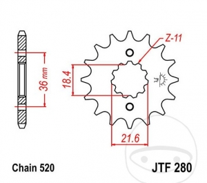 Μπροστινό πινιόν JTF280.13 (βήμα 520) - Honda NX 250 ('88-'96) - JM