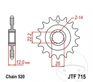 Μπροστινό πινιόν JTF715.13 (βήμα 520) - Fantic Caballero FT - RL - SC 500 / Gas Gas EC 200 / E / EC 250 / E /